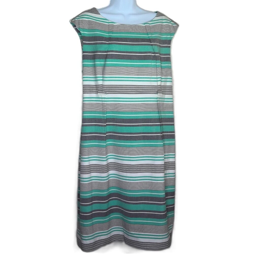 New Calvin Klein Dress Sleeveless Sheath Striped Lined Missing Belt NWOT Sz 16
